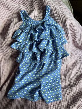 Girls floral blue romper
